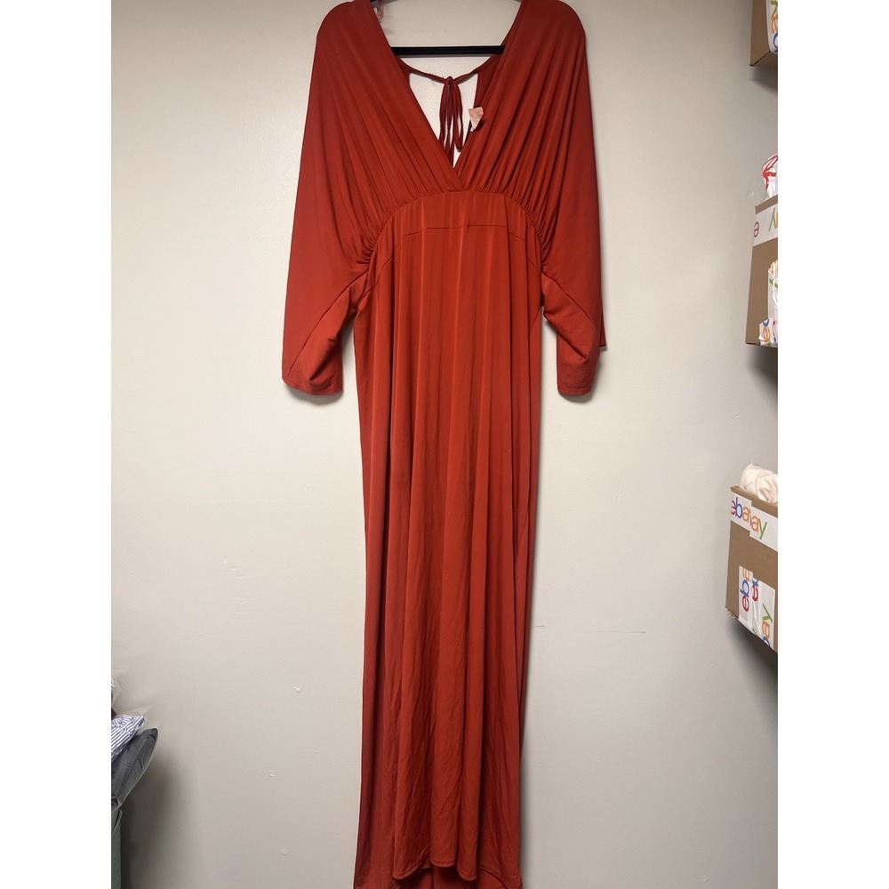 Touch Me Women's Plus Size Orange Maxi‎ Dress Size 2X